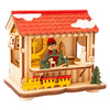 Mercado navideño de decoración de madera de pie pequeño con luces, conjunto de 3