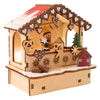 Mercado navideño de decoración de madera de pie pequeño con luces, conjunto de 3