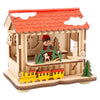 Mercado navideño de decoración de madera de pie pequeño con luces, conjunto de 3