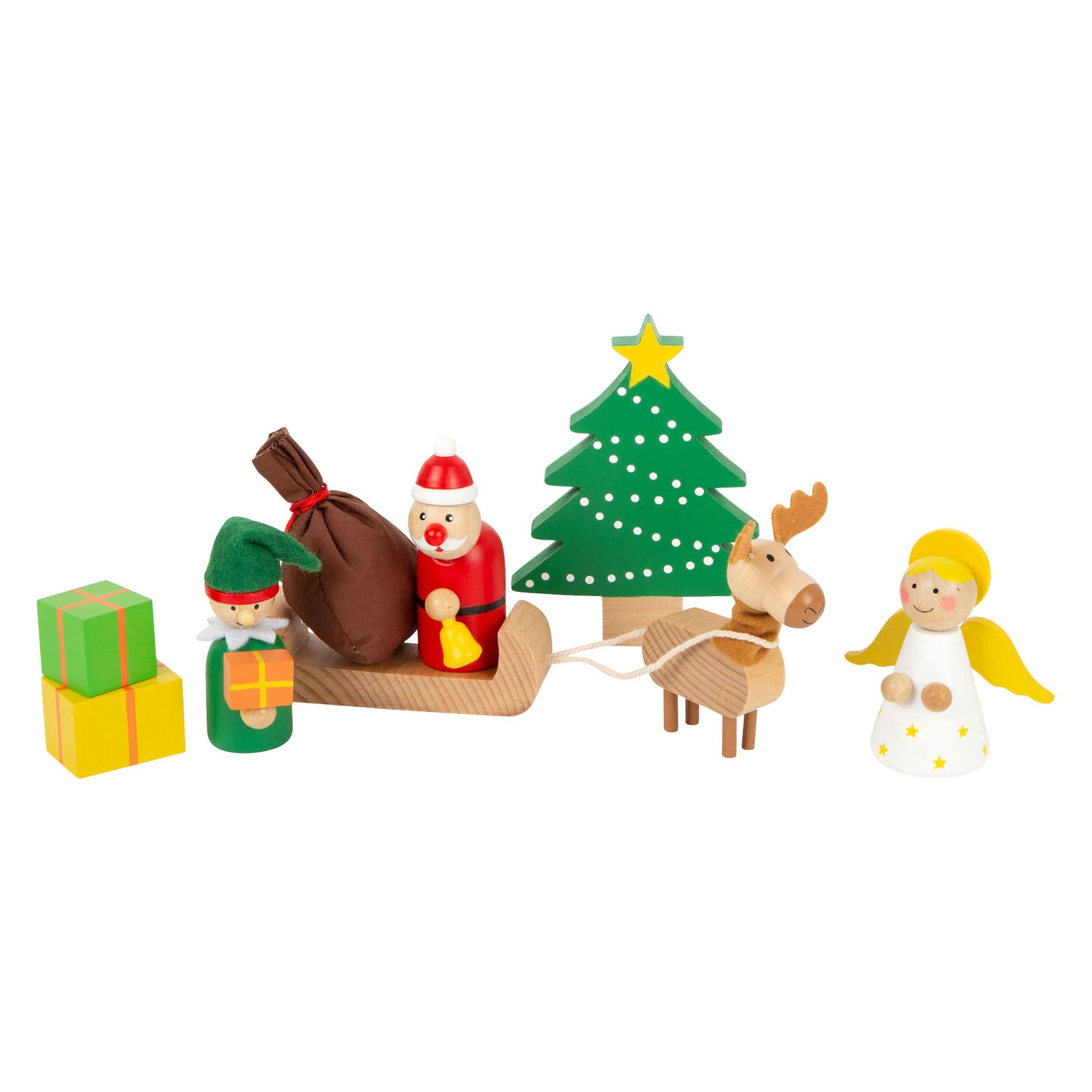 Animali in legno di piccoli piedi Natale nel set di giochi forestali, 17dlg.