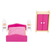 Camera da letto per mobili per bambole in legno a piede, 6dlg. - afbeelding 2