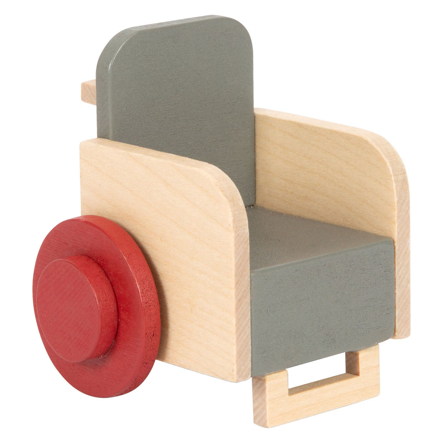 Familia de casa de muñecas de madera de pie pequeño con silla de ruedas, 6st.