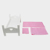 Small foot houten poppenbed met beddengoed 50 cm wit roze