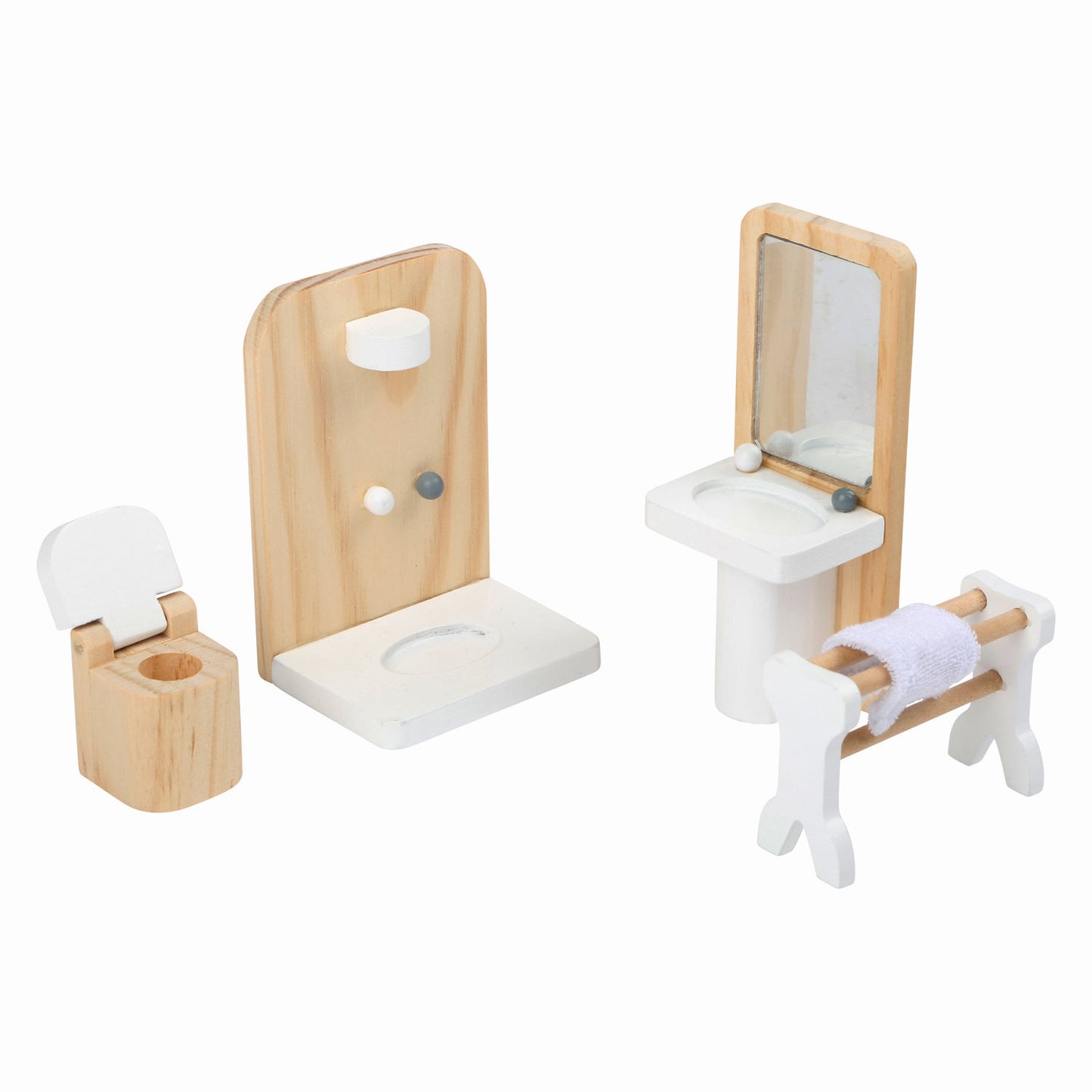 Set di mobili per bambole in legno a piede, 28dlg.
