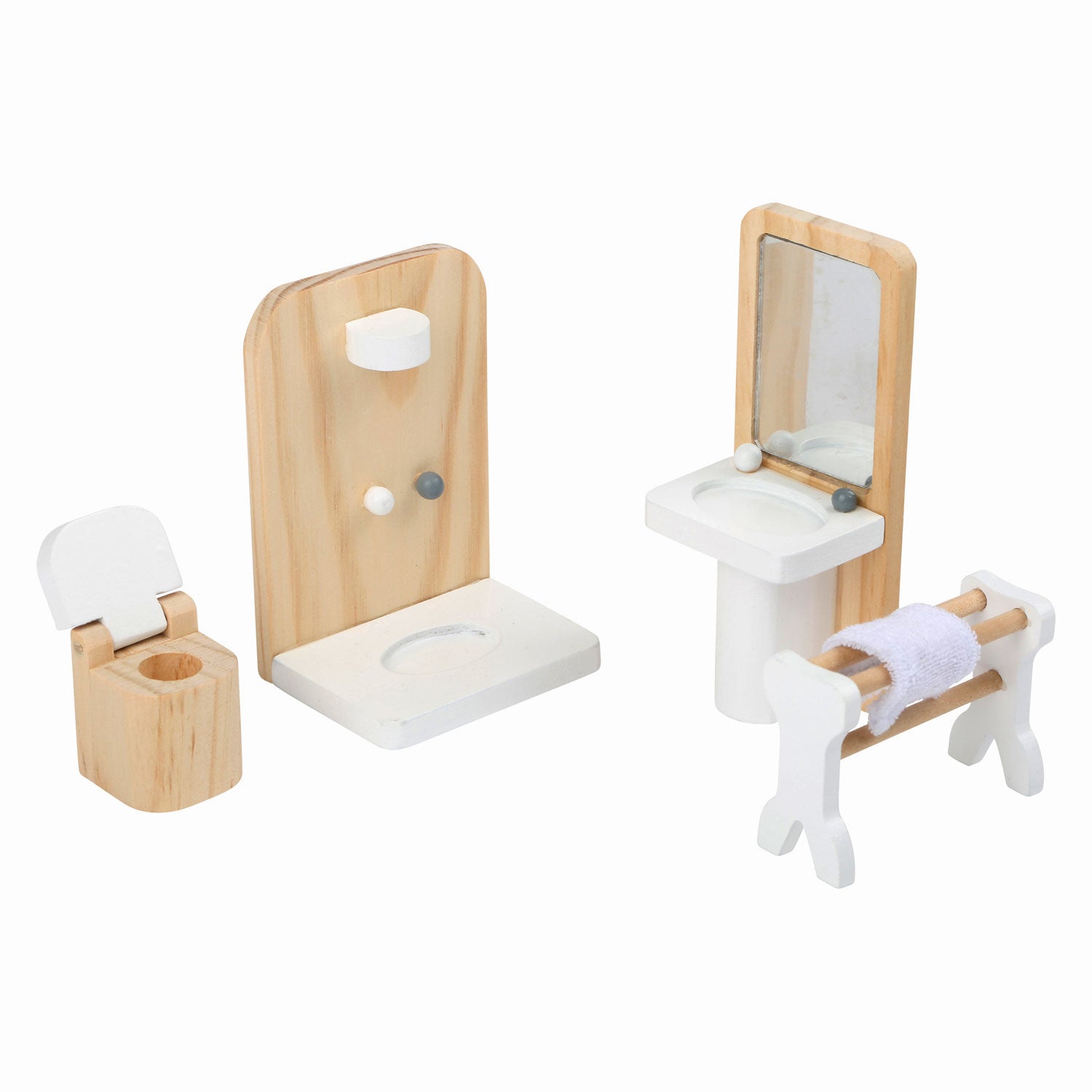 Set di mobili per bambole in legno a piede, 28dlg.