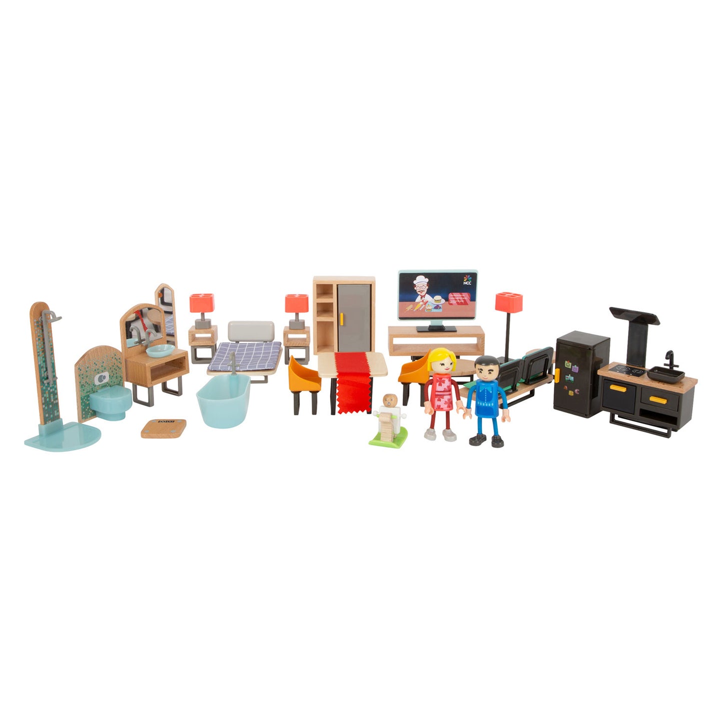 Muebles de casa de muñecas de madera de pie pequeño, 31dlg.
