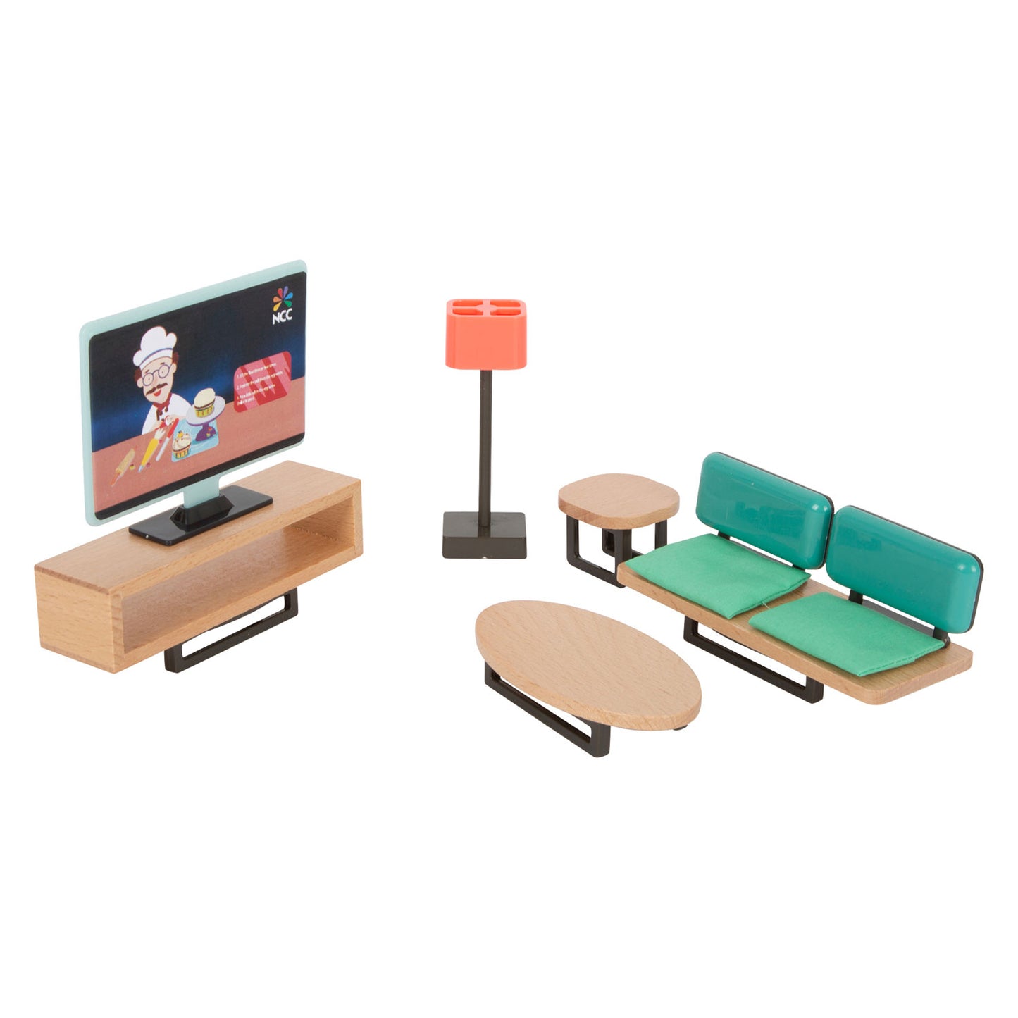 Muebles de casa de muñecas de madera de pie pequeño, 31dlg.