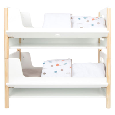 Small Foot wooden doll high bed Little button with bedding, 6dlg.