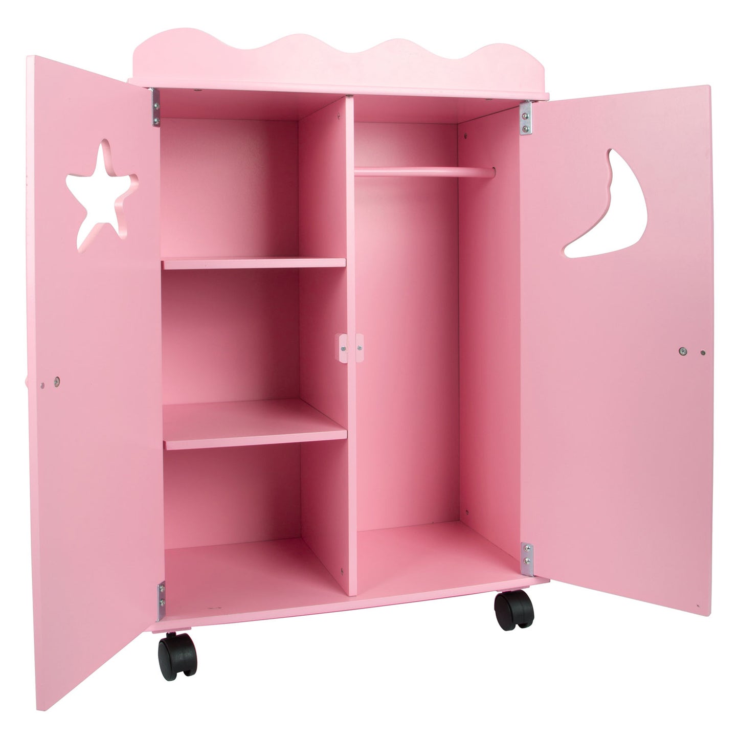 Armario de muñeca de madera de pie pequeño rosa