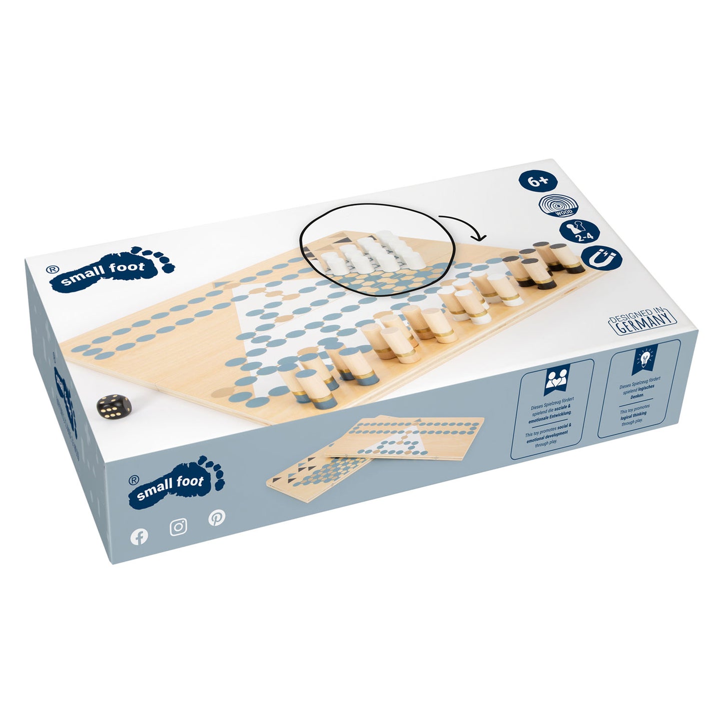 Pequeña barricada y juego de mesa de madera Halma 2in1