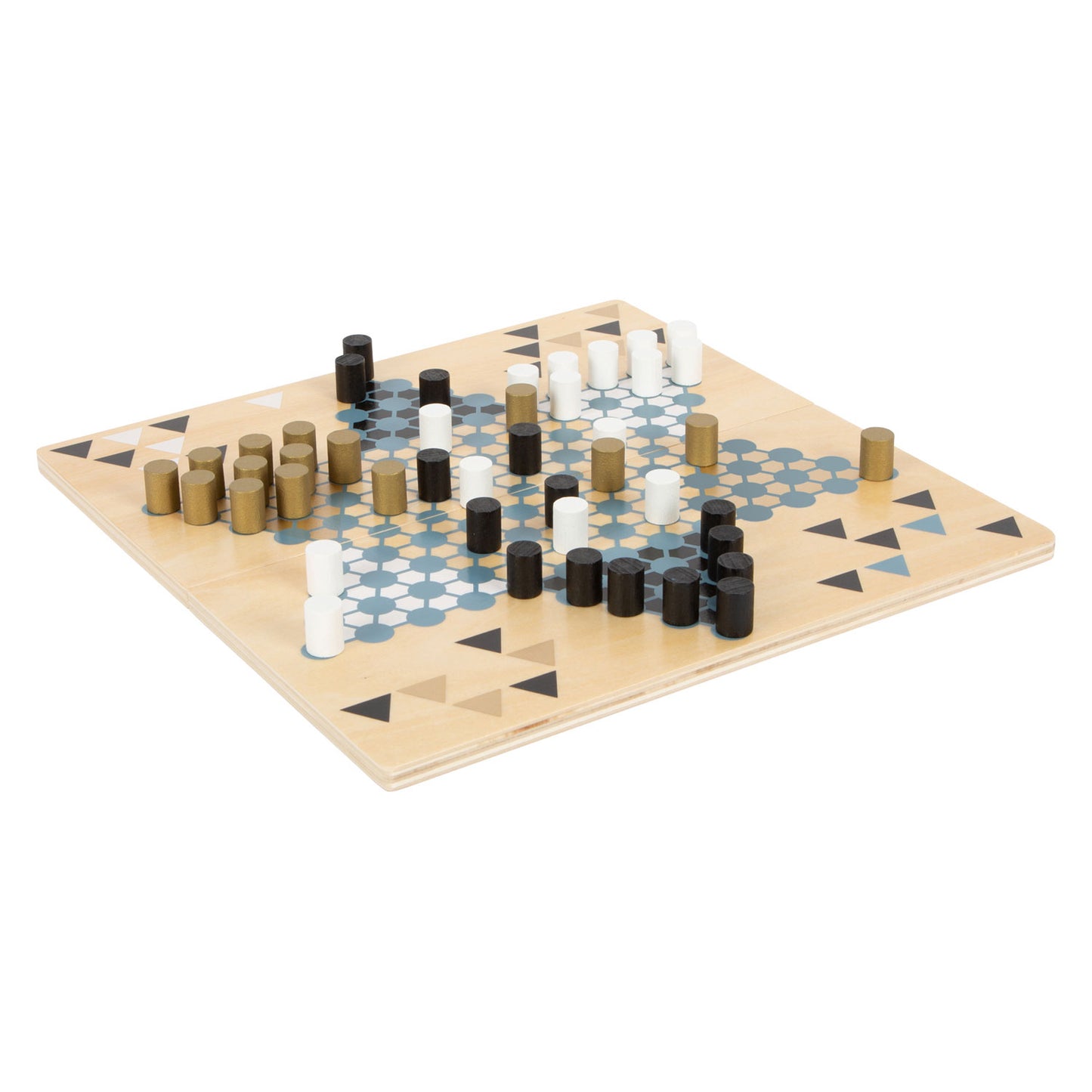 Pequeña barricada y juego de mesa de madera Halma 2in1