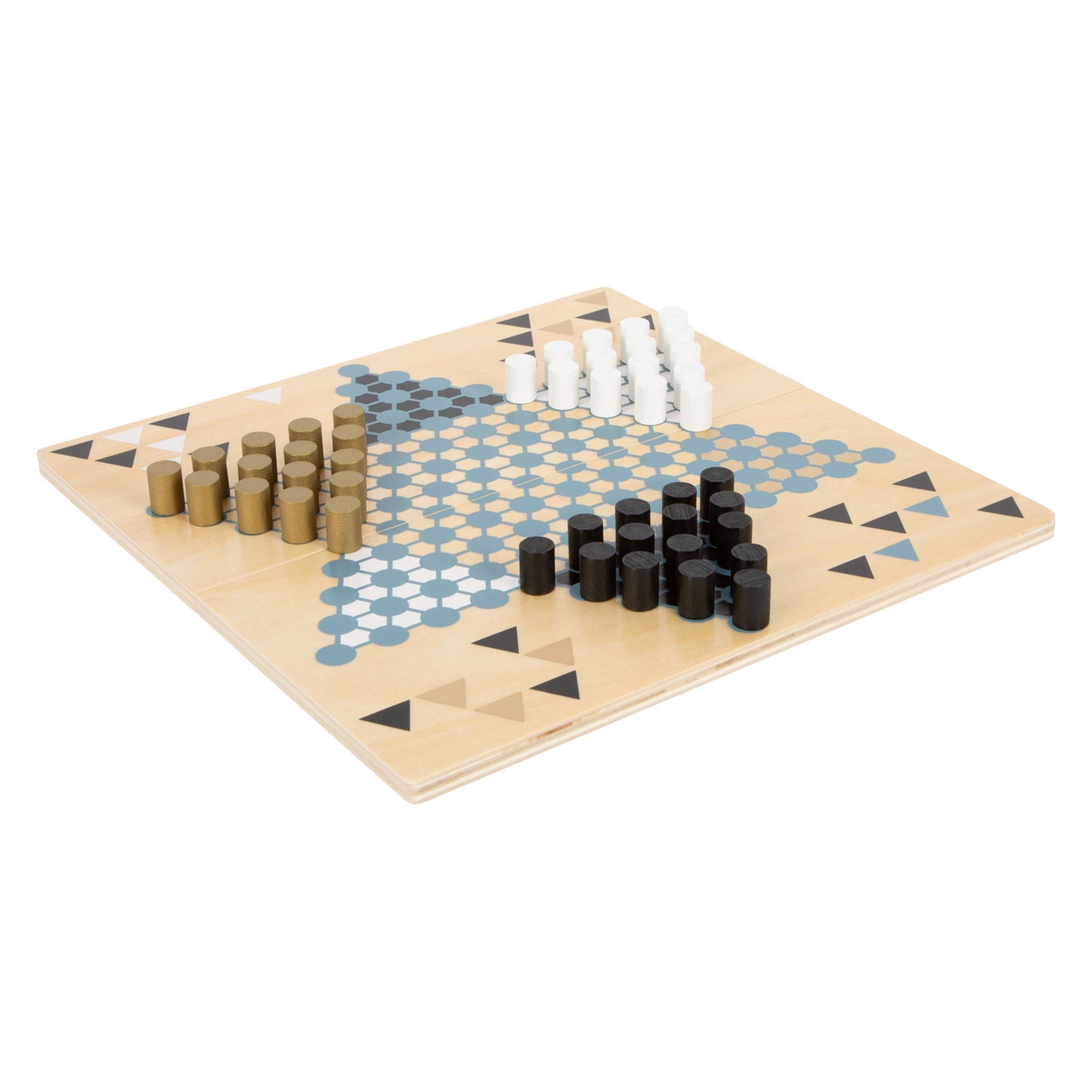 Pequeña barricada y juego de mesa de madera Halma 2in1
