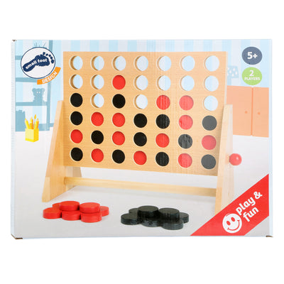 Pequeño juego de madera de pie 4 consecutivos