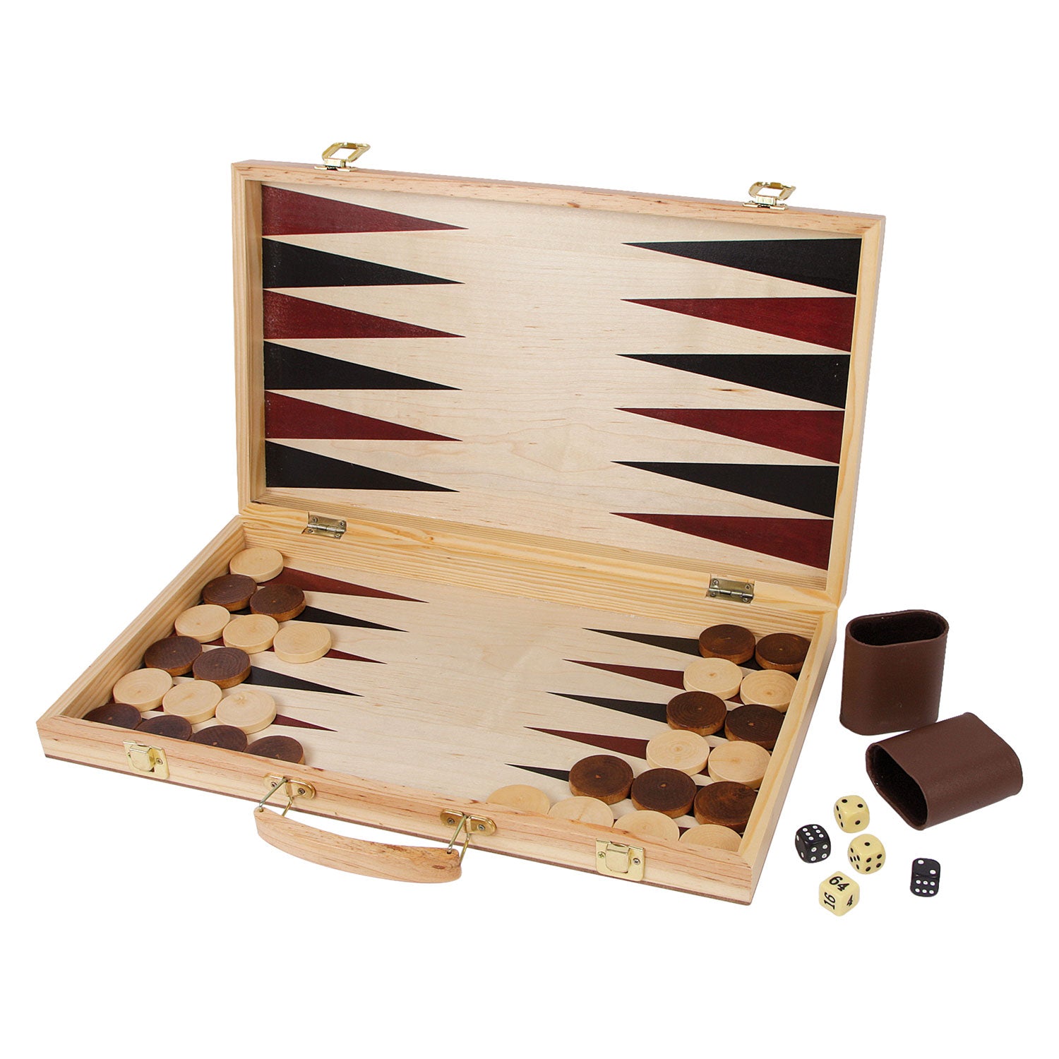 Pequeño ajedrez de madera y backgammon