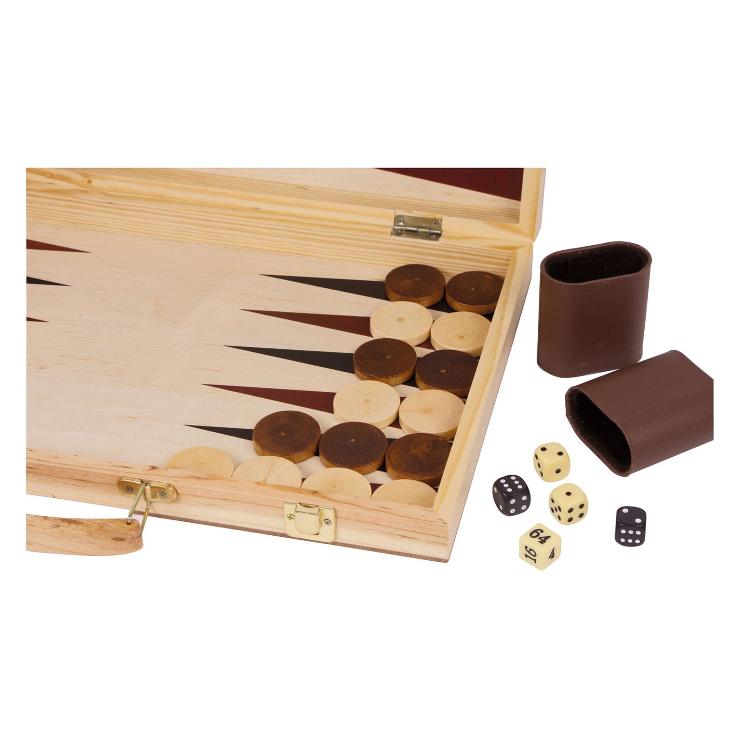 Pequeño ajedrez de madera y backgammon