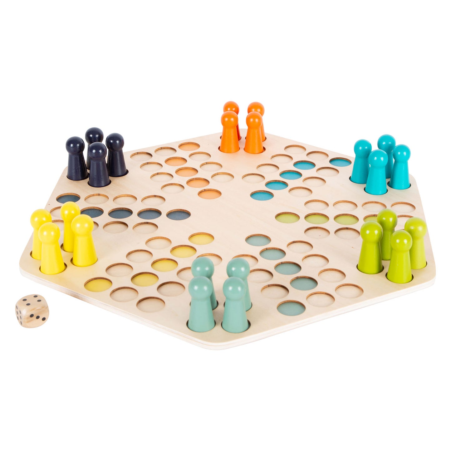Juego de ludo 6 de madera de madera de pie pequeña