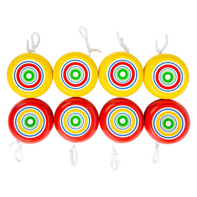Piccole piede di legno Jojo giallo e rosso, set di 8