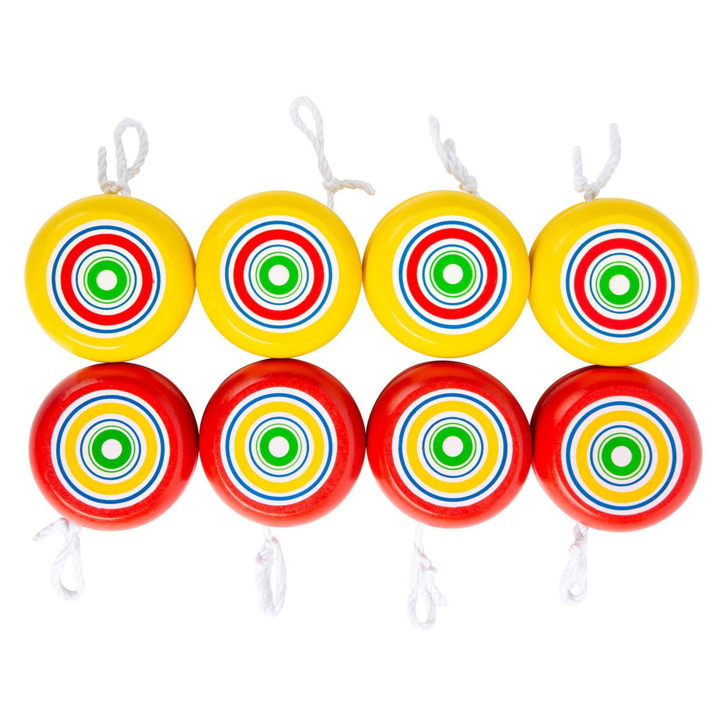Piccole piede di legno Jojo giallo e rosso, set di 8
