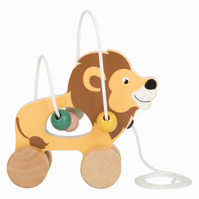 Figura de caminata de madera de pie pequeño con safari de motor