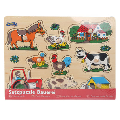 Pequeña granja de madera de madera Puzzle Farm, 9st.
