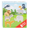 Safaridier de madera de pie pequeño Balanspel, 7dlg.