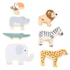 Safaridier de madera de pie pequeño Balanspel, 7dlg.