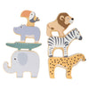 Safaridier de madera de pie pequeño Balanspel, 7dlg.