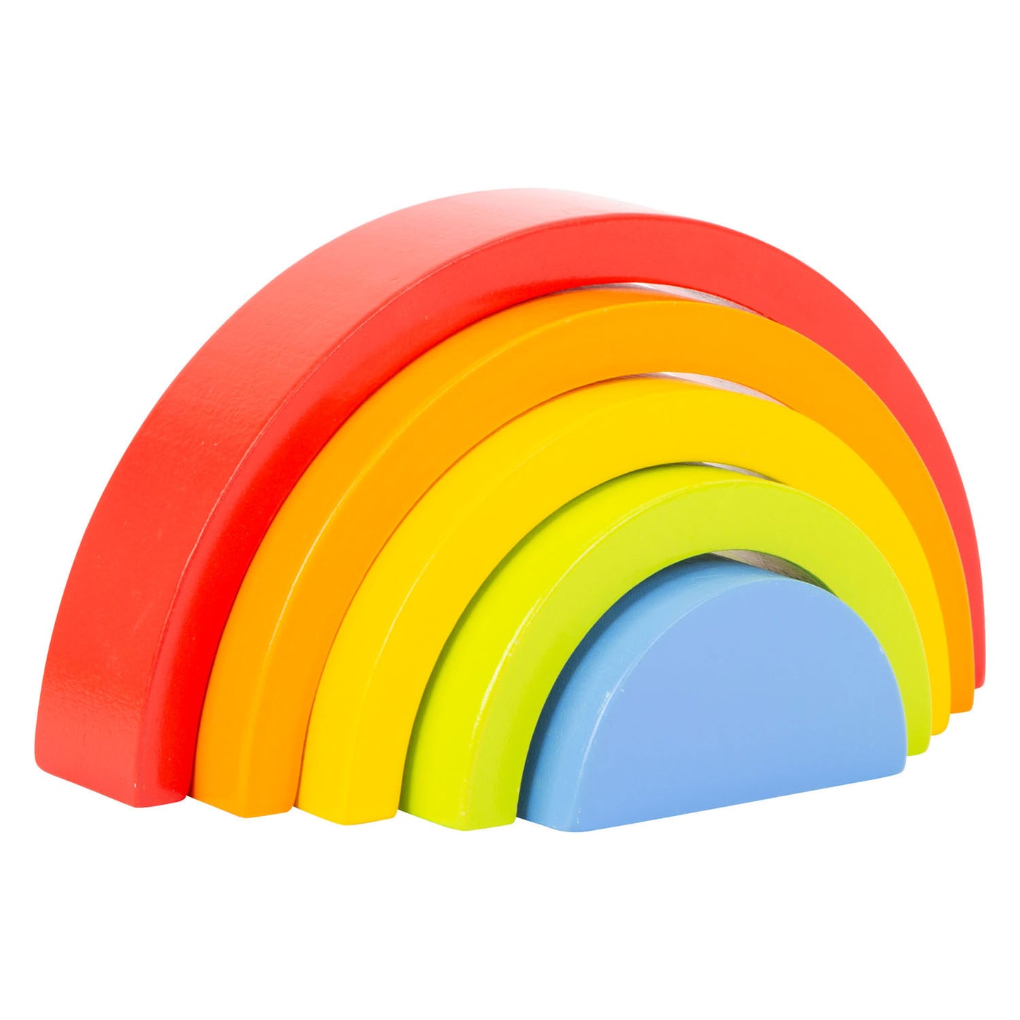 Pequeño pie de madera bloques de madera arcoiris, 5dlg.