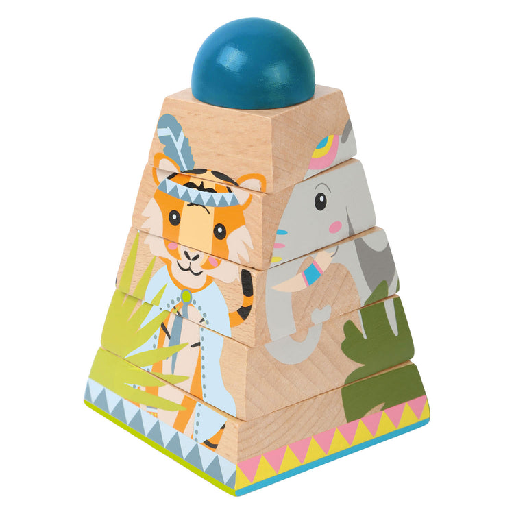 Torre de apilamiento de madera de pie pequeño, 6dlg.
