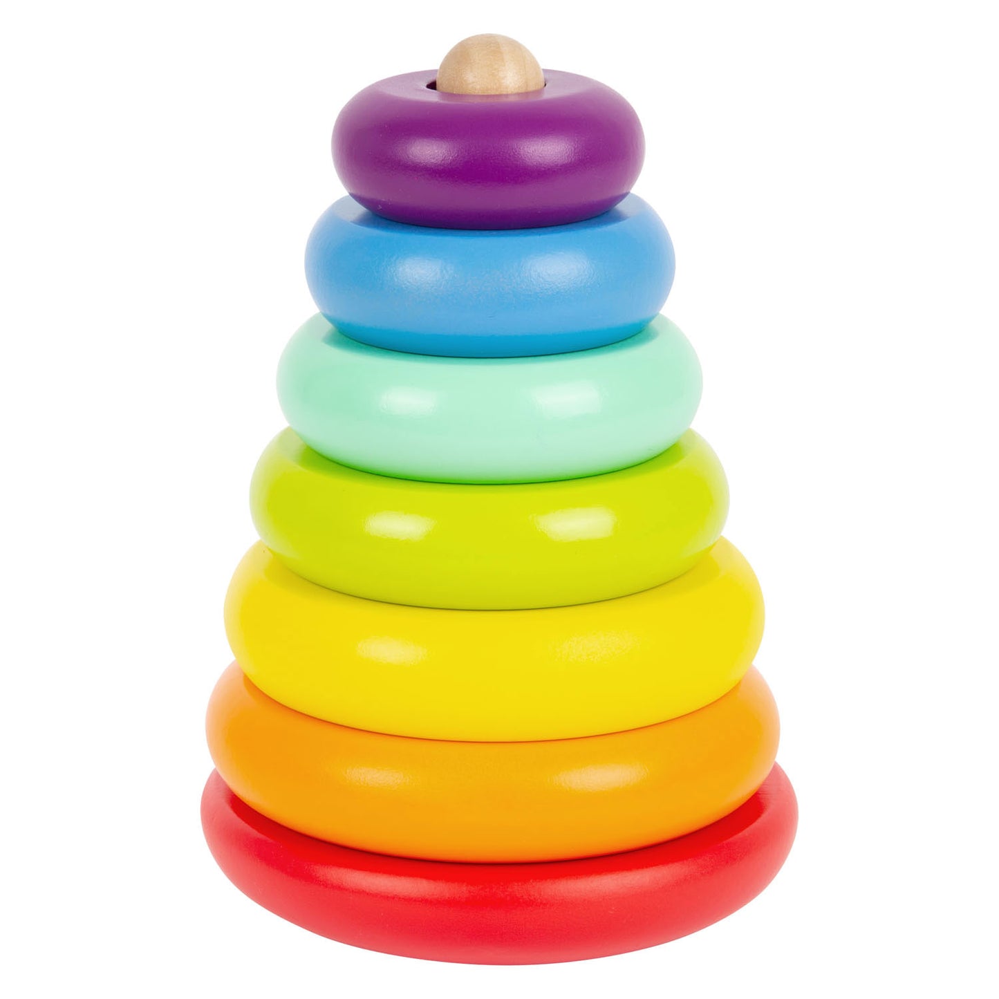 Rainbow della torre impilamento in legno a piede piccoli, 7dlg.