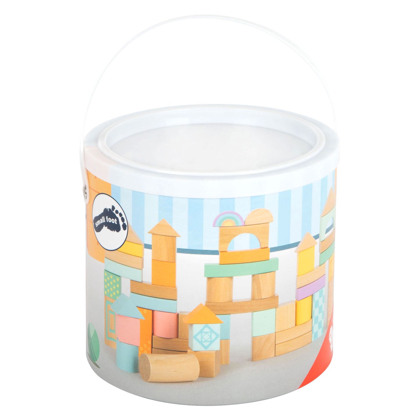 Pequeños bloques de construcción de madera de pie pastel, 50dlg.