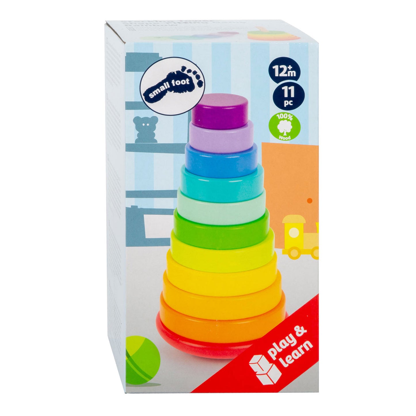 Torre de apilamiento de madera de pie pequeño, 11dlg.
