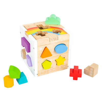 Pequeño forma de madera estofando cubo de cubo, arco iris,