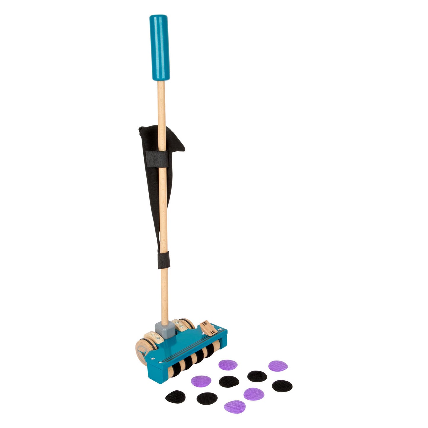 Aspiradora de madera de pie pequeño con puntos de velcro de color, 12dlg.