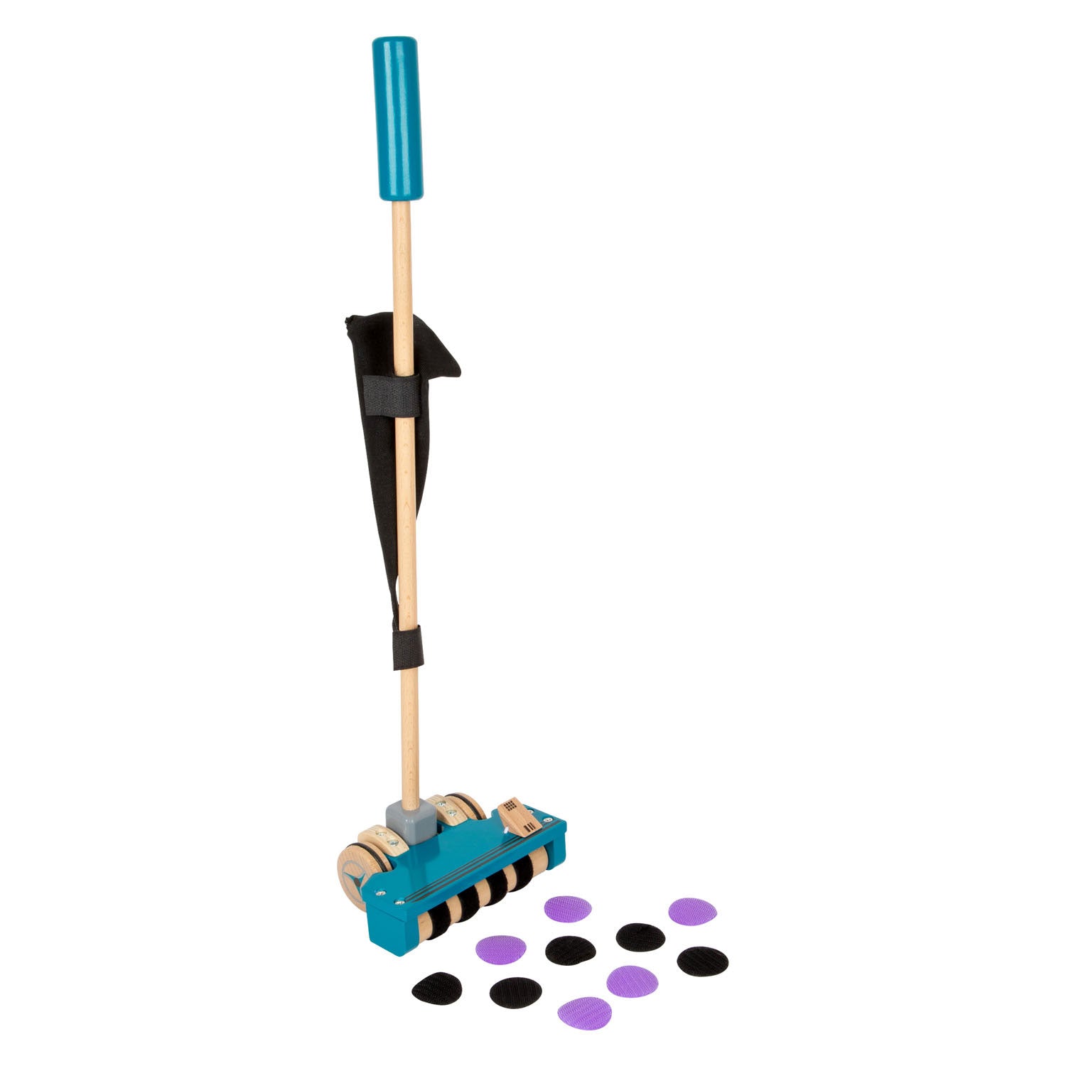 Aspiradora de madera de pie pequeño con puntos de velcro de color, 12dlg.