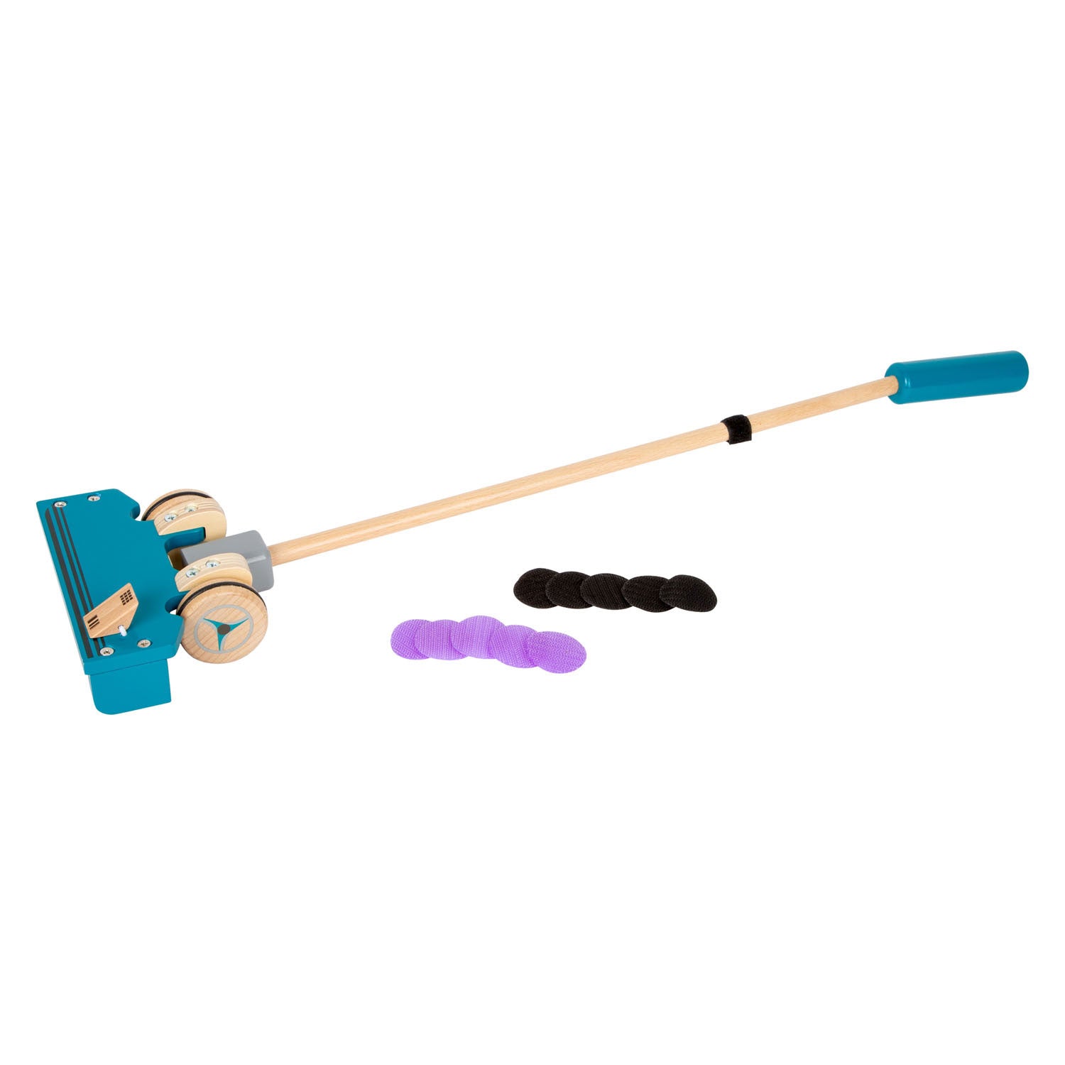 Aspiradora de madera de pie pequeño con puntos de velcro de color, 12dlg.
