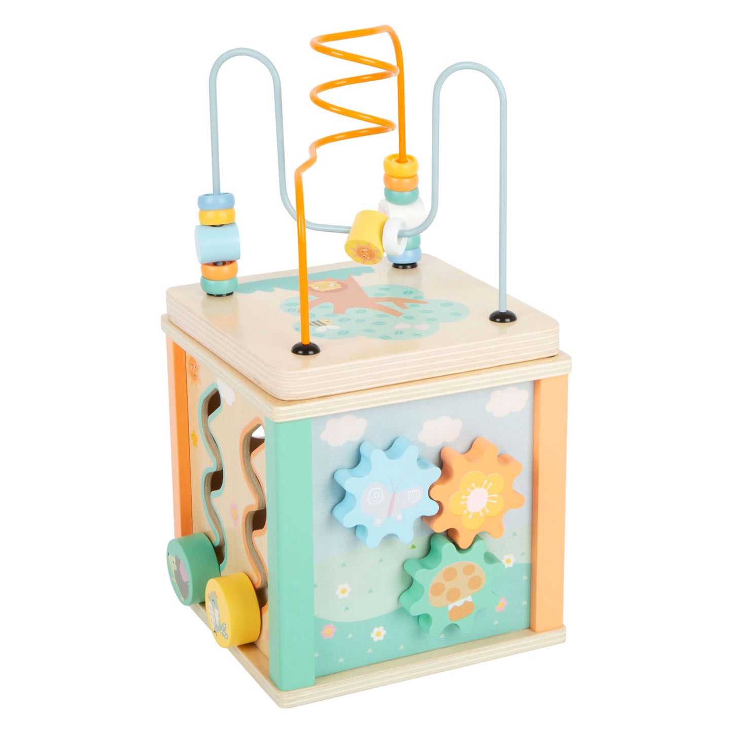 Actividad de madera de pie pequeña Cubus y motor Considere pastel