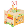 Cubo de actividad de madera de pie pequeño y conejo piral de motor