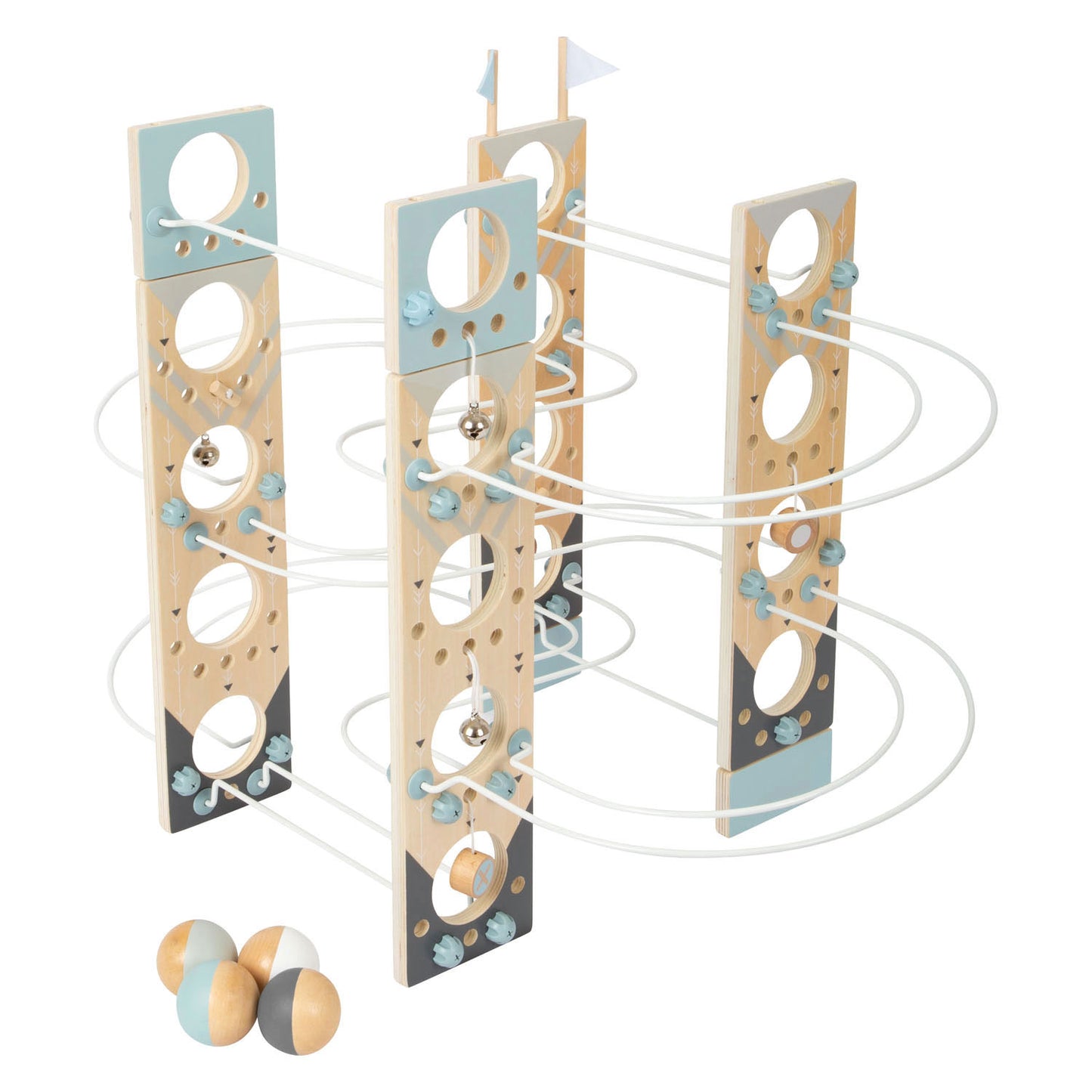 Pista de mármol modular de madera de pie pequeño