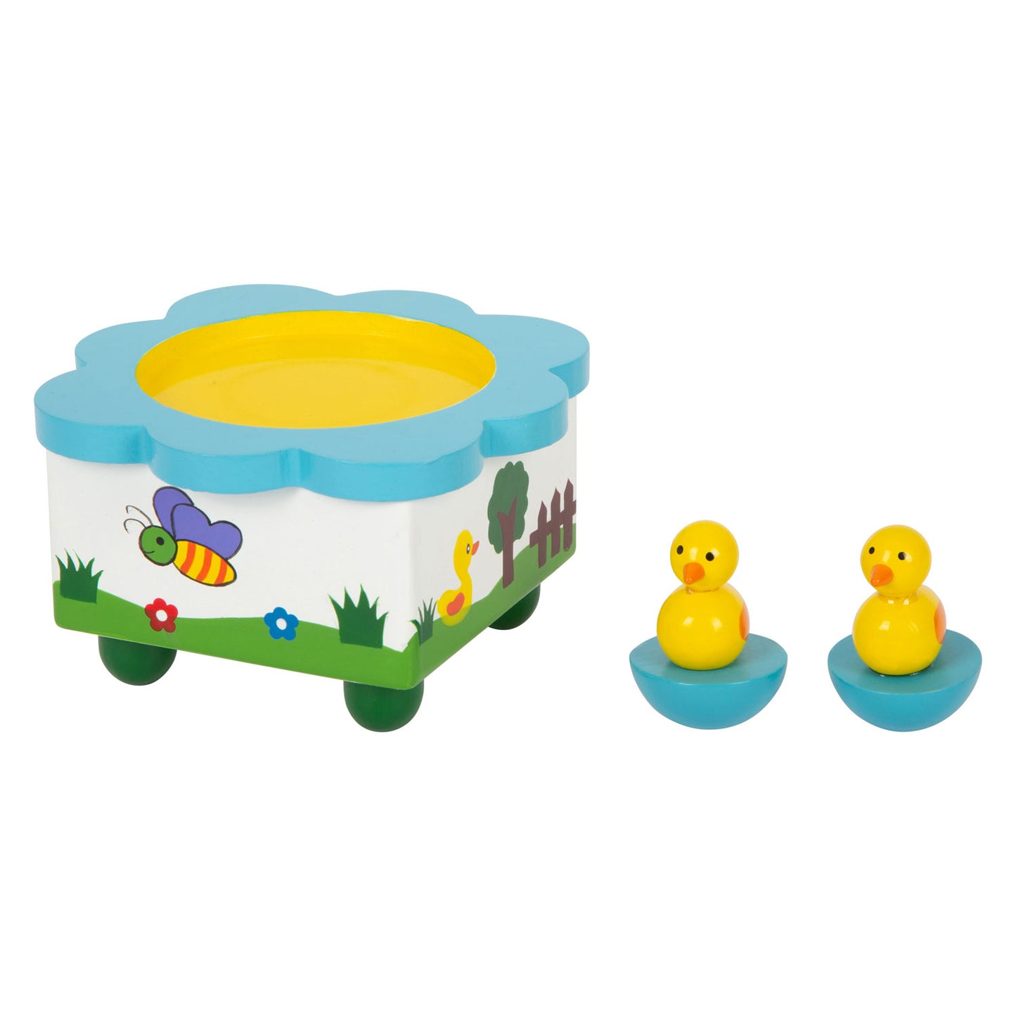 Pato de música de madera de pie pequeño