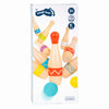 Juego de cono de madera de pie pequeño con patrón zigzag, 11dlg.