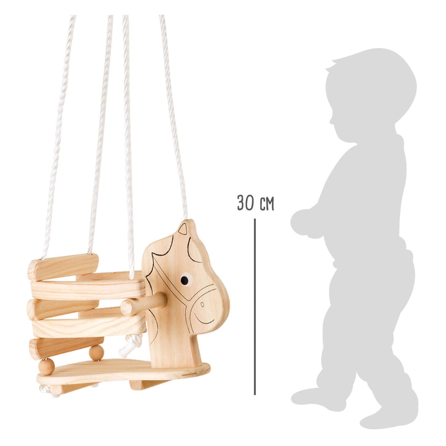 Swing a cavallo in legno a piede, 145 cm