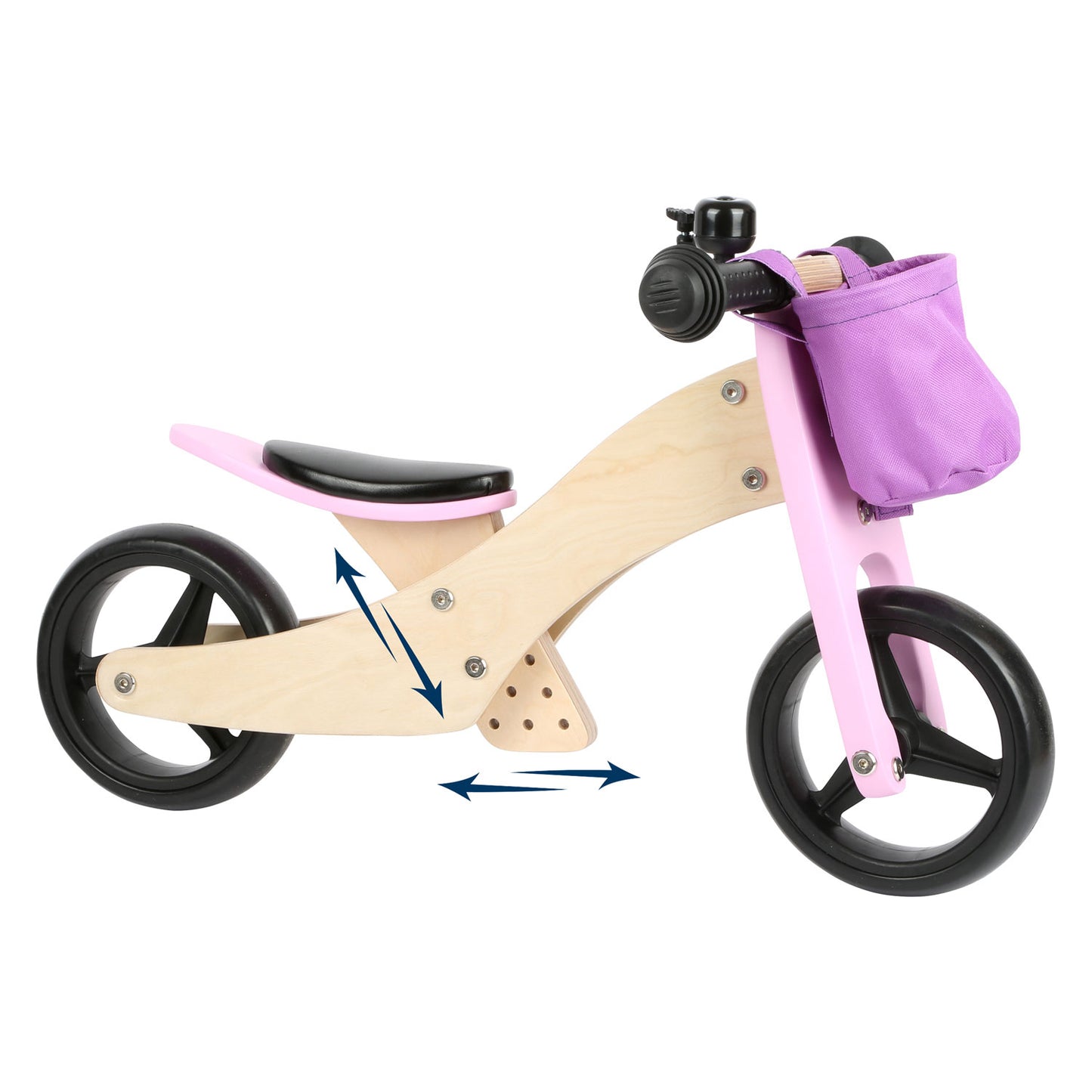 Triciclo in legno a piede piccolo e 2in1 rosa
