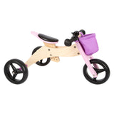 Triciclo de madera de pie pequeño y 2in1 rosa - afbeelding 4