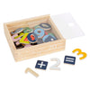 Pie pequeño - figuras magnéticas de madera color. 37dlg.