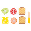 Playets de madera de pie pequeño sándwich con cubiertos, 7dlg.