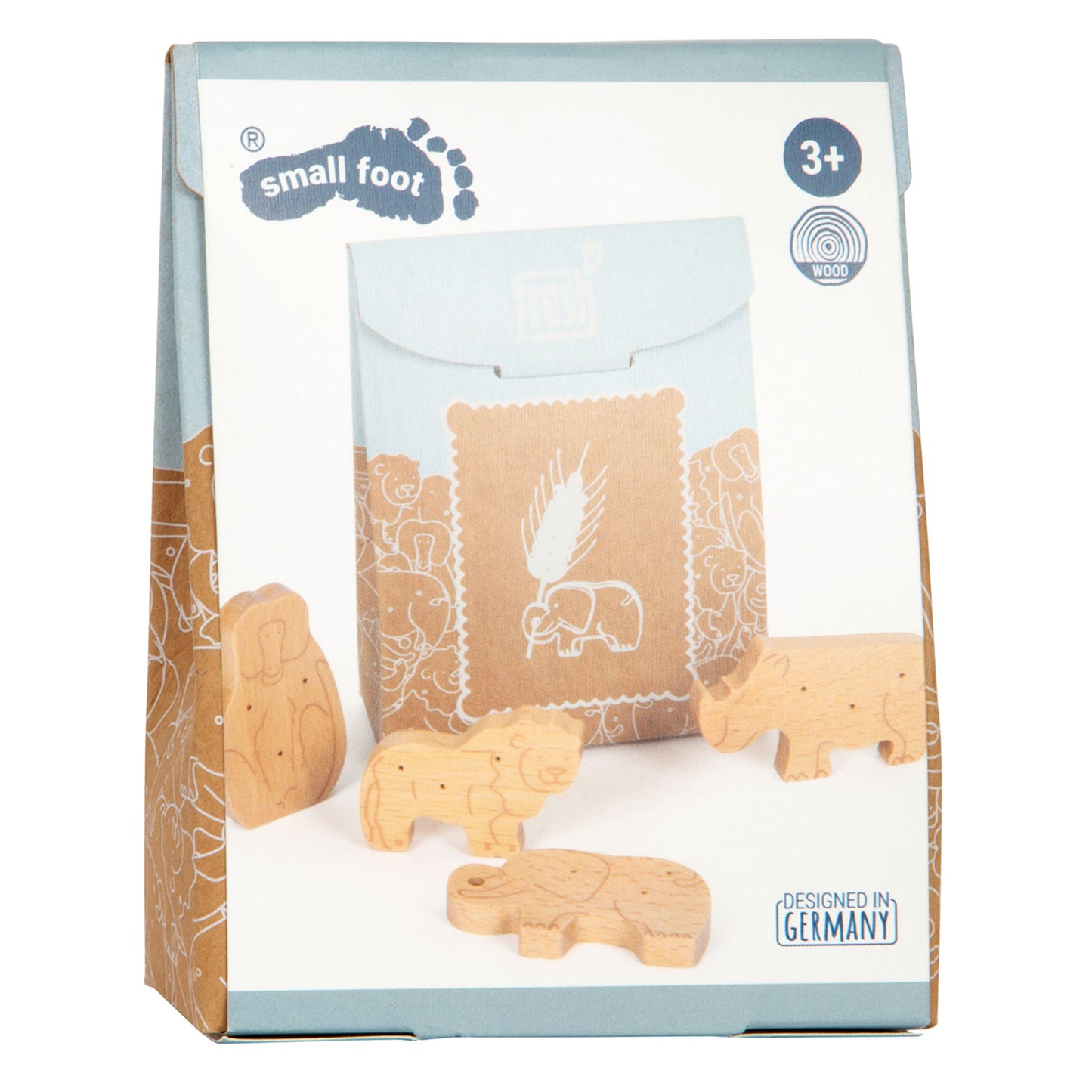 Playets de madera de pie pequeños Crackers de animales, 8dlg.