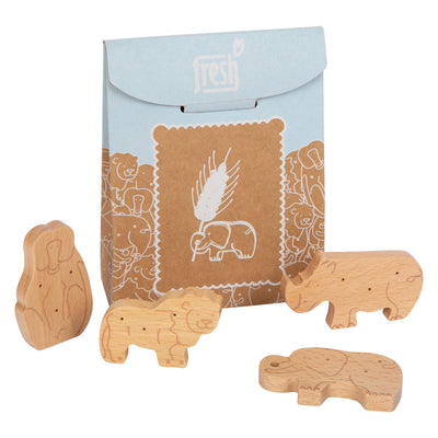 Piatti di legno di piccoli piedi animali cracker, 8dlg.