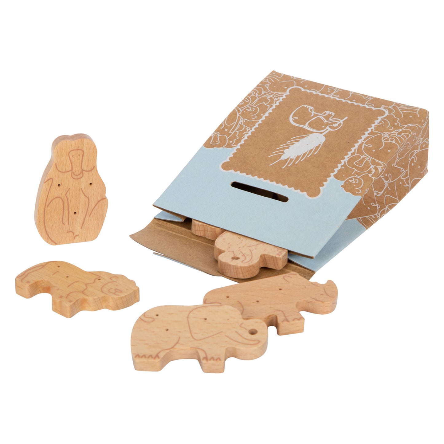 Playets de madera de pie pequeños Crackers de animales, 8dlg.