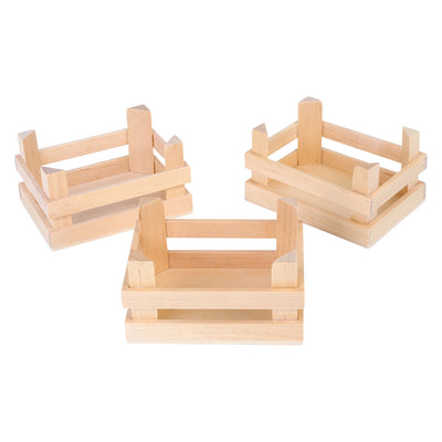 Casse di legno a piede piccoli piccoli 10x8x5,5 cm, set di 3